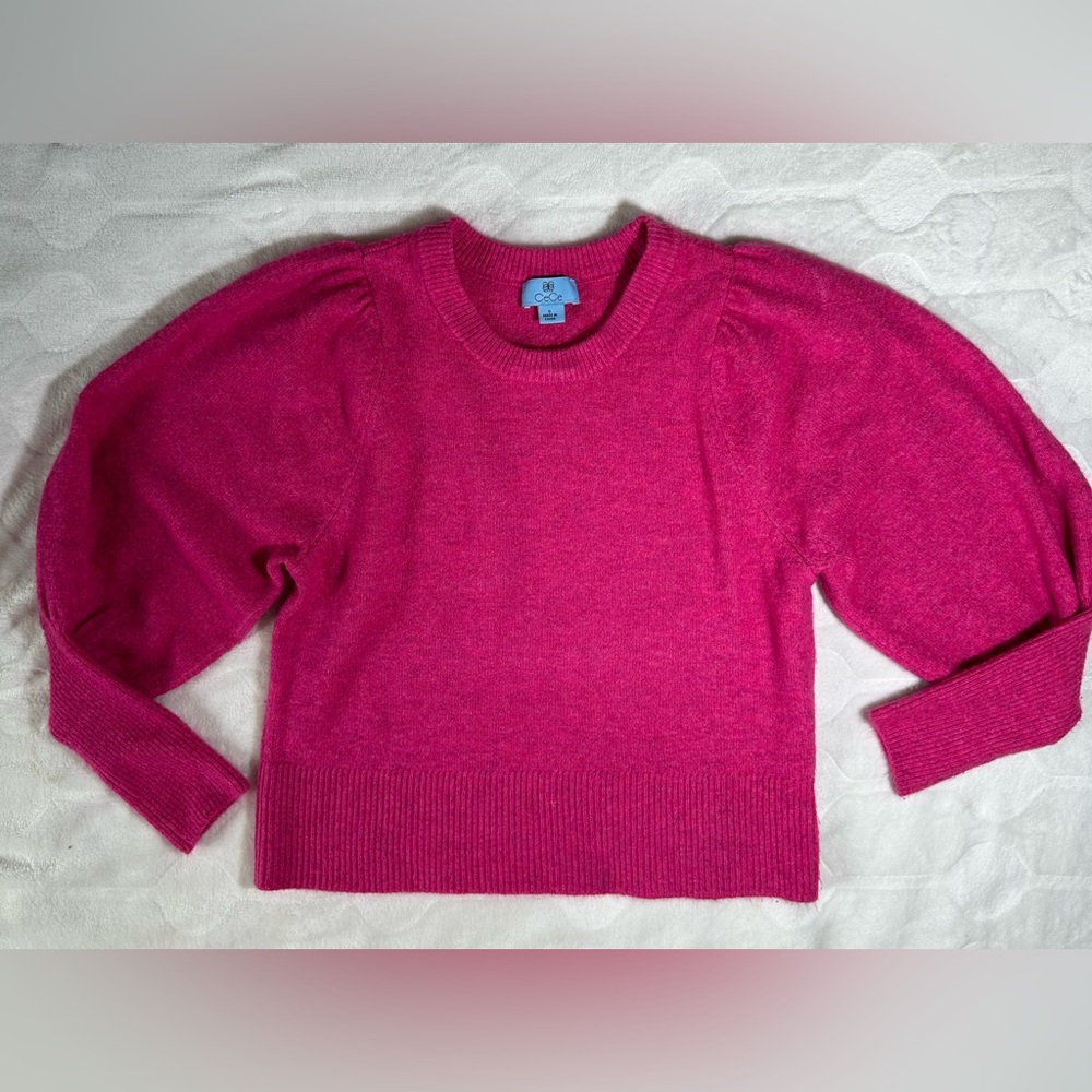 CeCe Women's hot Pink Sweater with balloon sleeves in size S